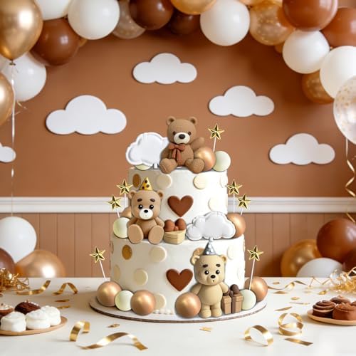 Bear Cake Toppers Bear Birthday Decorations Cute Bear Theme Birthday Cake Decoration