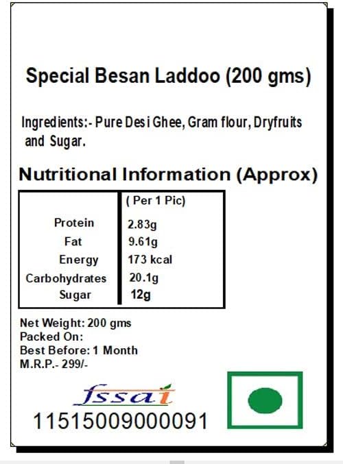 Ghasitaram Gifts Bhaidooj Gifts for Brothers - Ghasitaram's Special Besan Laddoo (200 GMS)