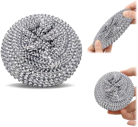 10er Pack Stainless Steel Sponges Scrubbers Cleaning Ball Utensil Scrubber Density Metal Scrubber Brush Pads Ball for Pot Pan Dish Wash Cleaning for Removing Rust Dirty Cookware Brush
