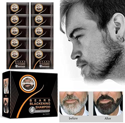 Natural Darkening Beard Blackening Color Shampoo, Beard Coloring for Men Dye Shampoo (1Box/10Pcs)