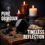Black Obsidian Scrying Mirror 3.94 in with Wooden Stand, Premium Quality Obsidian Mirror for Meditation, Witchcraft, Divination and Spiritual Practices (100 mm)