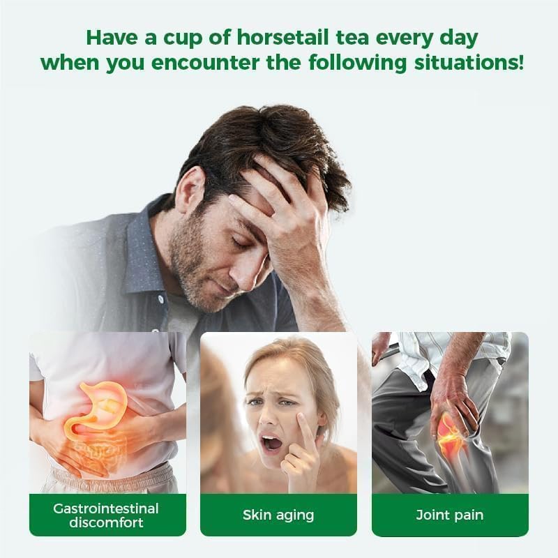 WOTIHA 60 Count Premium Horsetail Tea Bags - 100% Natural Pure Herb, Supports Hair & Nail Health, Caffeine/Additive/Sugar-Free, Non-GMO, Cola De Caballo Hierba