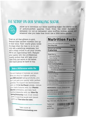 Sparkling Sugar (2.5lb) White Sparkling Sugar Crystals for Baking, Sanding Sugar, Extra Coarse Grain, Bright White, Maximize Sparkle, Holds Under Heat, Adds a Sweet Crunch, Non-GMO Sourced, Tested and Verified Gluten Free, Premium Quality