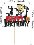 1 PCS Happy 10th Birthday Basketball Cake Topper Glitter Basketball Sports Theme 10th Birthday Cake Pick Cheers to 10 Birthday Cake Decoration for Basketball Theme Happy 10th Birthday Party Supplies