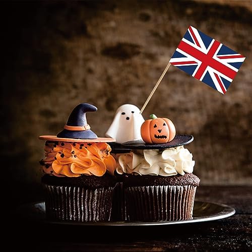 United Kingdom UK British Toothpick Flag Union Jack National Small Mini Cocktail Fruit Cupcakes Toppers Food Stick Flags Decorations,100 Pack