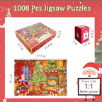 Puzzle Advent Calendar 2025 for Christmas, 1008PCS Holiday Advent Puzzles Calendar, 24 Days Countdown Advent Jigsaw Puzzle for Adults, Santa Puzzles Christmas Wall Decoration (27.56 x 19.68 Inch)