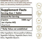 Solgar L-Lysine 1000 mg, 250 Tablets - Enhanced Absorption and Assimilation - Promotes Integrity of Skin and Lips - Collagen Support - Amino Acids - Non-GMO, Vegan, Gluten Free - 250 Servings