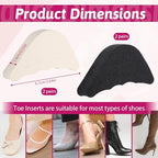 4 Pairs Shoe Toe Filler, Adjustable Toe Inserts for Shoes Half-Size Cushion Sponge Insoles, Make Shoes Fit One Size Smaller for Women & Men, Casual, Heels, Boots (Beige & Black)