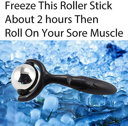 Roller Massage Ball - Ergonomic Handle Cold Warm Compression Temperature Keeper Stainless Steel Muscle Pain Relief Body Neck Shoulder Back Leg Calf Therapy Ice Heat Hot-Roller Stick