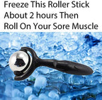 Roller Massage Ball - Ergonomic Handle Cold Warm Compression Temperature Keeper Stainless Steel Muscle Pain Relief Body Neck Shoulder Back Leg Calf Therapy Ice Heat Hot-Roller Stick