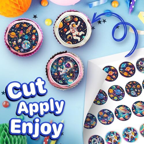 30 x Edible Cupcake Toppers – space Themed Collection of Edible Cake Decorations | Uncut Edible on Wafer Sheet