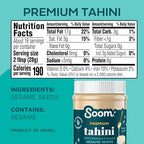 Soom Foods Premium Tahini 16oz (1 Pack) | Roasted & Ground Sesame Seed Paste | Creamy Tahini for Dubai Chocolate, Hummus, Sauces | Vegan, Nut-Free, Gluten-Free, Kosher, Keto, Paleo, Whole30
