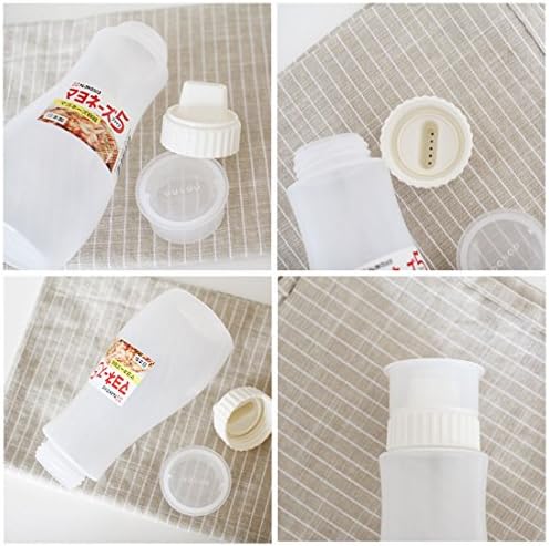 GARASANI 5 Hole Sauce Squeeze Bottle Ketchup Mayonnaise Dispenser with Leak Proof Clear Cover Cap (12oz - 350ml)