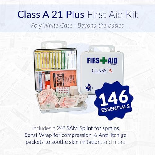 Certified Safety Mfg Class A 21 Plus - 146pc USA-Made ANSI & OSHA Compliant First Aid Kit - Emergency Medical Supplies for Minor Injuries - First Aid Kits for Businesses, Homes, & More