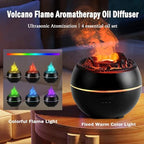 Volcano Essential Oil Diffuser, Volcano Flame Aromatherapy Diffuser, 7 Colors Fire Light & 4 Essential Oils, 360ml Auto-Off Cool Mist Ultrasonic Humidifier/Diffuser for Home Party Holiday