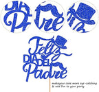 Rsstarxi 1 Pack Happy Father's Day Cake Topper Glitter Feliz Dia Del Padre Cake Pick Love Dad Best Dad Cake Decoration for Happy Father's Day Party Supplies Blue