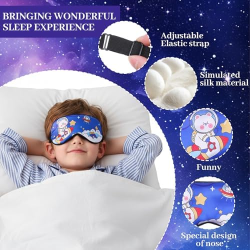Hecila Cute Astronaut Sleep Mask Sleeping Masks Soft Eye Covers for Sleeping Funny Eye Masks with Adjustable Strap & Light Blocking Bedtime Blindfold for Travel and Home Use