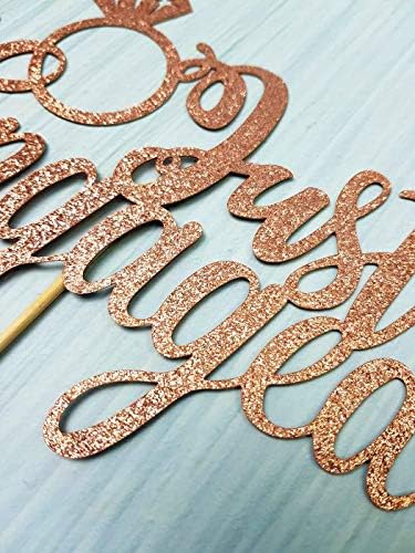 Just Engaged Cake Topper, We're Engaged Cake Topper for Engagement Party Decoration, Double-sided Rose Gold Glitter