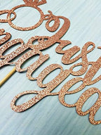 Just Engaged Cake Topper, We're Engaged Cake Topper for Engagement Party Decoration, Double-sided Rose Gold Glitter