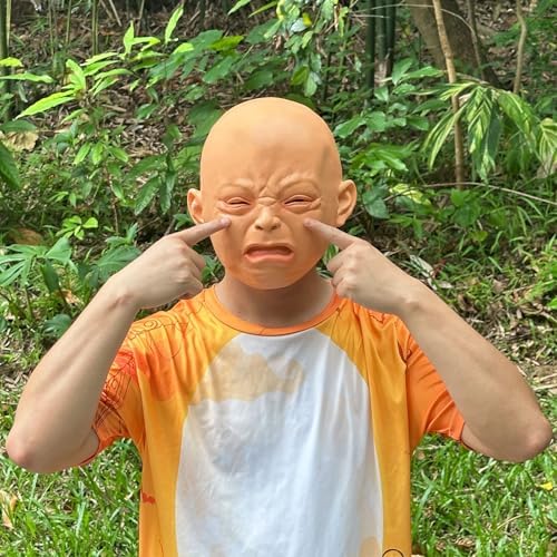Latex Crying Face Mask for Adults, Tearful Angry Head Masks for Funny Cosplay Party Props