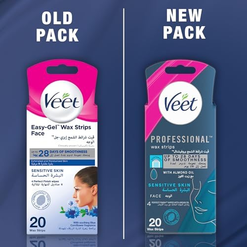 Veet Face Cold Wax Strips for Normal Skin, Pack of 20