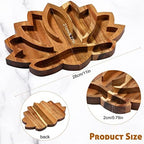 Vesici Lotus Crystal Tray for Stones Crystals and Healing Stones Flower Wooden Crystal Storage Holder Tray Lotus Shape Decorative Jewelry Display Trays Organizer Bowl Decor(Classic)