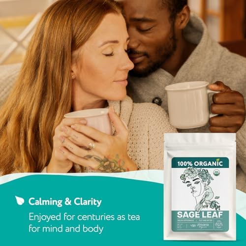 Organic Sage Leaves (3 oz.) - Sage Tea Loose Leaf (Salvia officinalis) – Salvia Tea for Mind & Body Wellness - Focus and Clarity