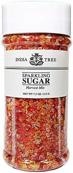 India Tree Harvest Mix Sparkling Sugar, 7.5 oz | Vibrant Fall Orange, Red, Yellow & White Decorating Sugar Mix