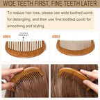 2 Pack Wooden Comb, Beard Comb for Men, Hair Combs for Women - Green Sandalwood