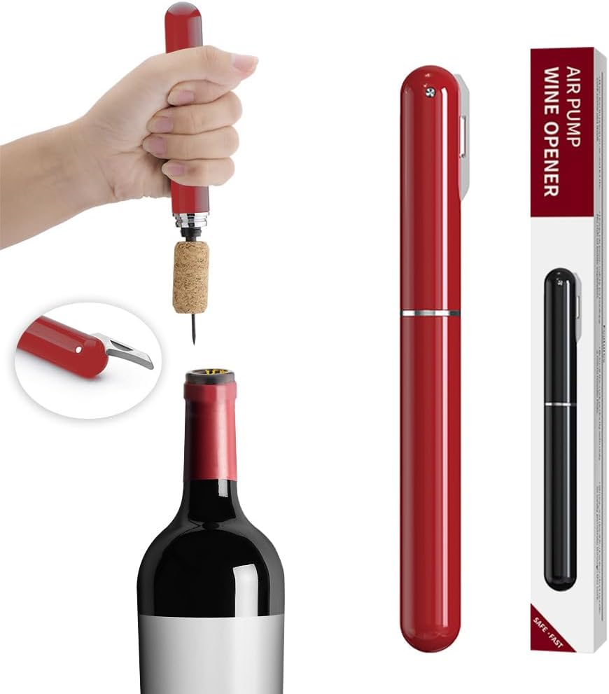 IPEROT Wine Bottle Opener, IPEROT Air Pressure Wine Corkscrew With Cutting Wine Bottle Foil Knife, Effortlessly Open Wine Bottles Without Damaging Corks, Easy-to-Use(Red)