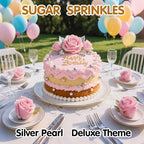 Silver Pearl Sprinkles for Cake Decorating,130g,Edible Stars Rods Sprinkle,Mix Size,Baking Cake Decorations,Cupcake Toppers,Cookie Donuts Ice Cream,Birthday Wedding Mother's Day Party Easter Supplies