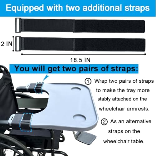 Wheelchair Tray Table with Cup Holder, Removable Lap Tray, Portable Wheelchair Desk Accessories for Eating, Reading, Resting, Fits Width of Armrests of 16" - 20", Gray