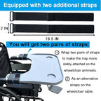 Wheelchair Tray Table with Cup Holder, Removable Lap Tray, Portable Wheelchair Desk Accessories for Eating, Reading, Resting, Fits Width of Armrests of 16" - 20", Gray
