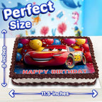 8.3 x 11.7 Inch Edible Square Cake Toppers – Speed Cars Themed Birthday Party Collection of Edible Cake Decorations
