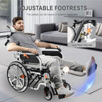 5-in-1 Reclining Wheelchairs, Waterproof Shower Bathroom Wheelchair, Transport Wheelchairs with Elevating Leg Rests and Potty- 18.5" Wide Seat Heavy Duty Recliner Wheel Chair for Seniors & Adults