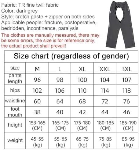 Incontinence Pants Full Open Patient Care Trousers, Patient Care Clothes For Women And Men, Clothing For Disability, Hospital Gowns Nursing Aid For Elderly Disabled Dialysis And Bedridden (Color:L)