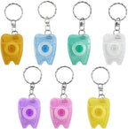 10PCS Dental Floss Keychain, Portable Mint Dental Teeth Floss Key Chain, Tooth Shaped Flat-Line Design Roll Oral Care Tooth Cleaner Hygiene 15M Length (10pcs Dental Floss Keychain)