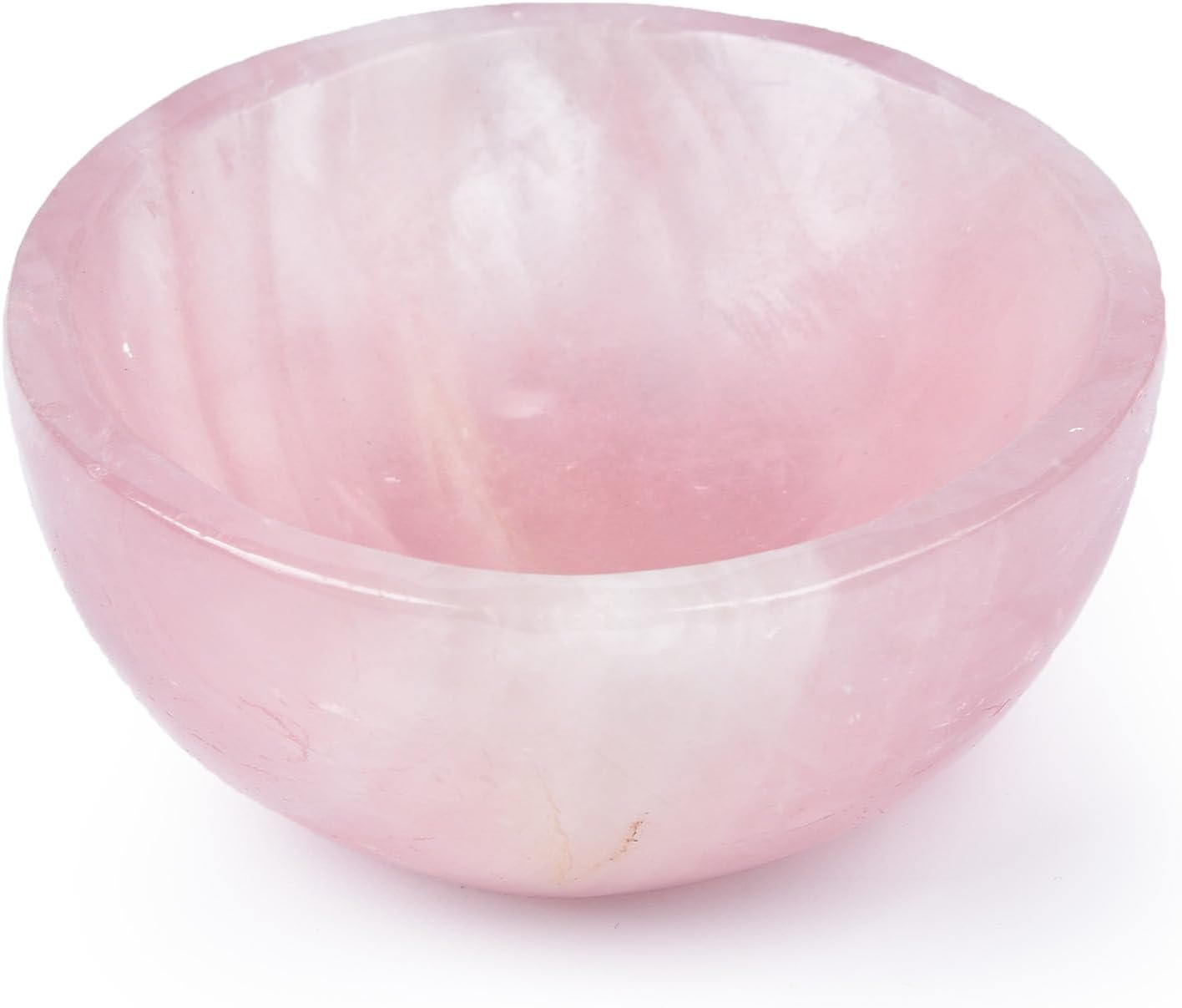 Natural Rose Quartz Crystal Bowl Hand-Carved Round Pink Crystals Gemstone Bowl Reiki Healing Home Decoration Gift 3.5-4"