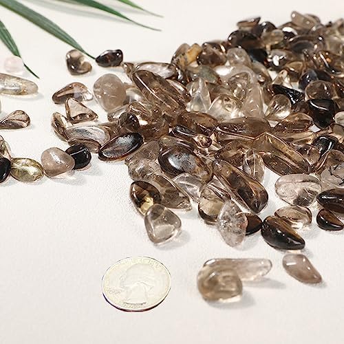Natural Smoky Quartz Tumbled Chips Crushed Crystal Stone, 7-9mm Polished Healing Crystal Chips Healing Reiki Crystal Jewelry Making Home Decoration