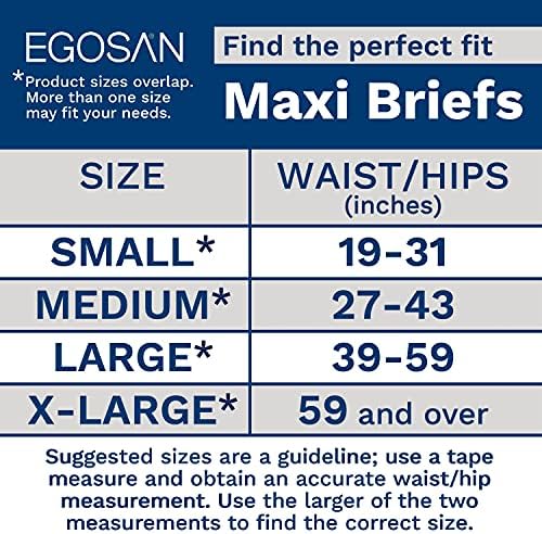EGOSAN Maxi Incontinence Disposable Adult Diaper Brief Maximum Absorbency and Adjustable Tabs for Men and Women (X-Large Case, 60-Count)