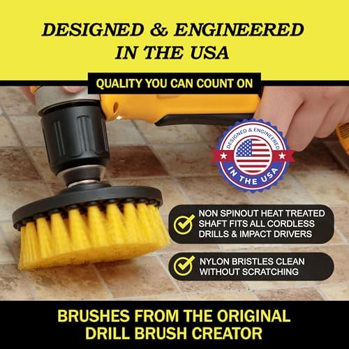 Nylon Drill Brush Attachment Set for Bathroom Cleaning - Power Scrubber Brush Kit for Bathtub, Shower, Tile, and Grout - All-Purpose Household Cleaning Brushes for Drill - Electric Grout Cleaner Kit