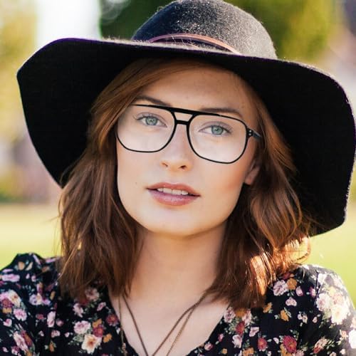 Oversized Reading Glasses for Women and Men,Blue Light Retro Aviator Reader Spring Hinge