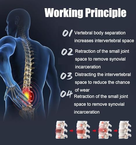Spinal Decompression Back Stretcher, 450N Max Decompression Belt Adjustable Lumbar Traction Device for Lower Back Pain Relief & Spinal Support, Bilateral and Unilateral Modes