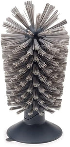 Hengkainsing Brush-Up Glass Brush with Suction Cup Upright Stays in Sink Bristle Scrub Kitchen Bottle Cleaning Washing (Gray)