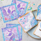 50Pcs Mermaid Napkins Mermaid Birthday Party Decoration Mermaid Tail Disposable Paper Napkin for Kids Girls Baby Shower Mermaid Themed Birthday Party Supplies Table Decorations