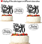 Happy 70th Birthday Cake Topper, 70 & Fabulous, Cheers to 70 Years Cake Decor, Funny 70th Birthday Decorations Men Women Black Glitter