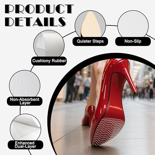 6 Pcs Shoe Sole Protector - Self-Adhesive Anti-Slip Grips for High Heels & Boots, Multi-Color Non-Slip Shoe Bottom Pads for Women (6 x 4 Inches, Clear)