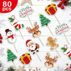 Morcheiong Christmas Cupcake Toppers - 80 Pcs Winter Holiday Party Fruit Cake Decoration Supplies