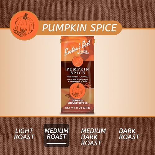 Boston’s Best Coffee - Fall-Inspired Pumpkin Spice Medium Roast Gourmet Delicious Flavored Coffee, Premium Ground - 11 oz. / 311 g Bag