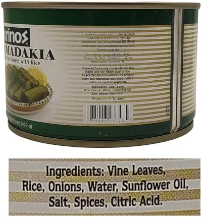 Krinos, Dolmas Stuffed Grape Leaves with Rice, Mediterranean Herbs in Sunflower Oil – Super Tasty Ready to Eat Vegan Rolls - Traditional Turkish Recipe – Dolmades Can (1)